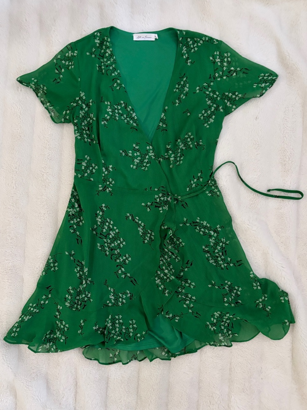 All in Favor Emerald Green Floral Wrap Dress
